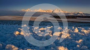 High Tatras in the morning light with frozen snow