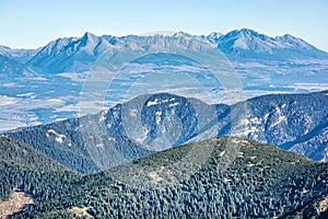 High Tatras mountains from Low Tatras, Slovakia