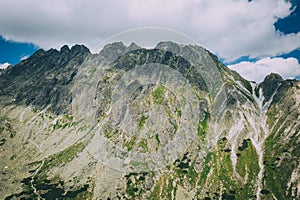 High Tatras mountains in Slovakia from drone point of view.