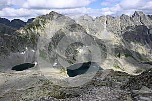 High Tatras, Slovakia, mountain lake, view from Bystra Lavka saddle