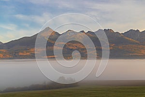 High Tatras at sunrise in autumn time, Slovakia