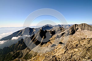 Pohľad z Lomnického štítu na Západný hrebeň Vysokých Tatier