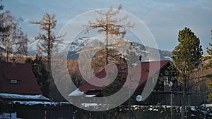 High Tatras in the winter. Cottage area