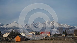 High Tatras in the winter. Slovak village