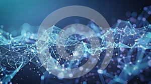 Abstract Polygonal Network Connection Background in Blue Tones