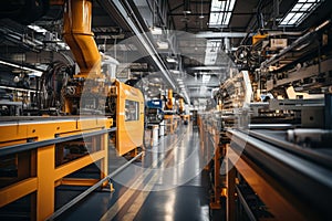 High-tech automated production. Fragment of equipment for production. The concept is automated production of products photo