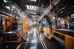 High-tech automated production. Fragment of equipment for production. The concept is automated production of products photo