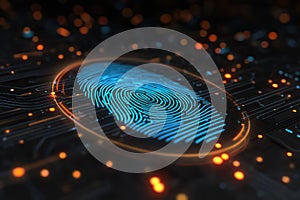 High-Tech Biometric Activation System Glowing Circuits