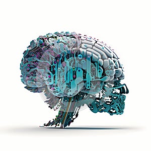 High Tech Brain Robot. Generative AI