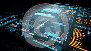High-Tech Business Analytics Interactive Graphs Dashboards Corporate Intelligence Performance Metrics 4K