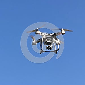 High-Tech Camera Drone Hexacopter In Flight