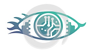 High-Tech Circuit Eye for AI and Cybersecurity Technology Concepts, vector design Generative AI