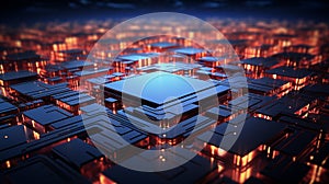 High-tech circuit network ai generated image background