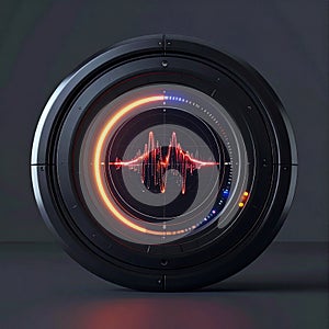 Futuristic HUD with Glowing Audio Waveform Display