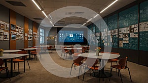 High-Tech Classroom With Digital Display Boards