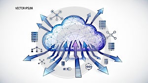 Cloud Computing Network Cloud with Data Arrows and Nodes