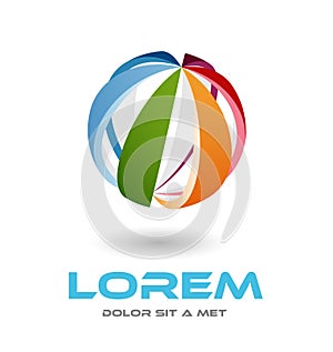High tech colorful abstract icon - 3d vector logo
