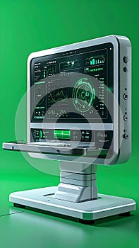 Advanced Data Interface on a Retro-Futuristic Monitor