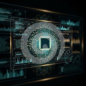 Of a high tech computer system or AI interface illustrating the