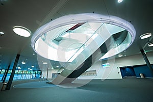High Tech Conference Centre Entrance Hall with Stainless Steel Escalator