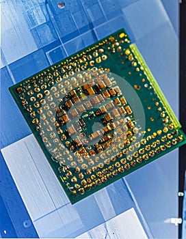 High-Tech CPU Processor on a Blue Background