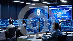 Cybersecurity Operations Center with Monitors photo