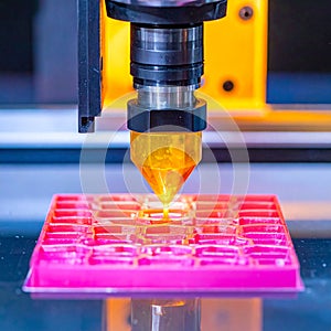 High-Tech 3D Printer Creating a Pink Prototype