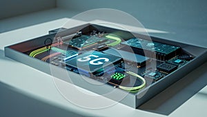 Futuristic 5G Technology Circuit Board Concept