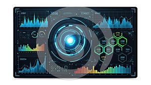 High-tech dashboard interface isolated on white background