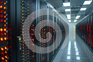 High-Tech Data Center Corridor. Concept Technology, Data Centers, Corridor Design, High-Tech,