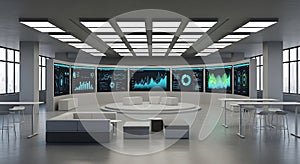 High-Tech Data Visualization Control Room