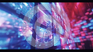 High-Tech Digital Display Wall, Generative AI