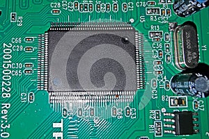 High-tech digital electronics, copy space on a chip, machine learning and artificial intelligence concept. AI Chipsets for Robot