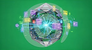 Futuristic Digital Globe with Data Interfaces and Network Connections