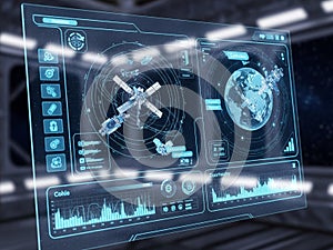 High-tech digital interface display isolated on white background