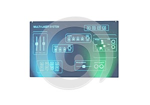Futuristic digital interface display with glowing blue and green data streams