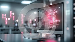 A high-tech digital lock in front of a glowing computer screen, securing sensitive business and personal data