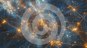 Futuristic digital network with interconnected data points