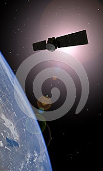 HIGH TECH ELECTRONIC COMMUNICATION ORBITING SATELITE INDUSTRY TECHNOLOGY CONNECTIVITY BACKGROUND