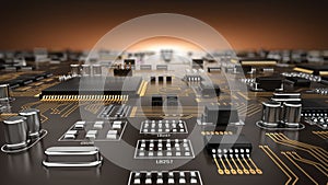 High tech electronic PCB Printed circuit board with processor and microchips