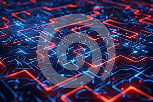 High-tech encryption visualized as a complex maze by Generative AI photo