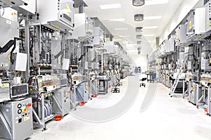 High tech factory - production of solar cells - machinery and in photo
