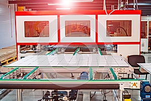 High tech factory. Production of solar cells. Machinery and interiors