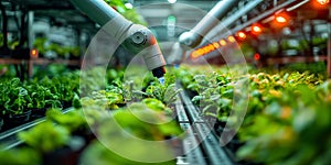 High-Tech Farming.Advanced Agricultural Robotics in Greenhouse photo