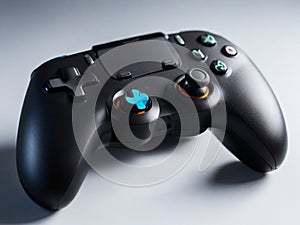 Ai generative, black high-tech controller game console, complete with buttons, soft joysticks.
