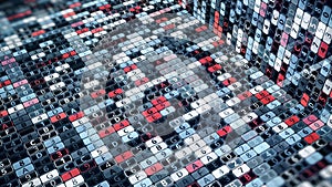 High tech grid of data and code. Animation. Characters and numbers in information technology concept, seamless loop.