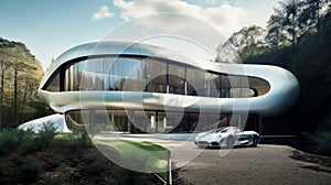 High-Tech Haven: Futuristic Home with Advanced AI and Flying Car