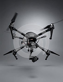 High-Tech Hexacopter Drone with Camera in Flight