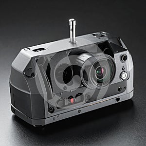 High-Tech Industrial Vision System Camera on Dark Background