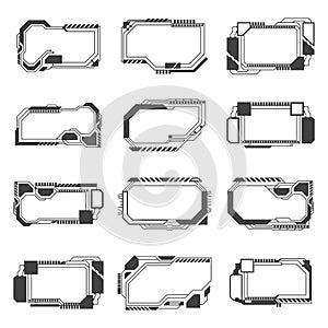 High tech interface frame futuristic elements vector illustration